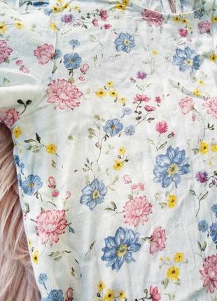 Топ блузка в цветочный принт винтаж с рукавом фонариком на завязке4 фото