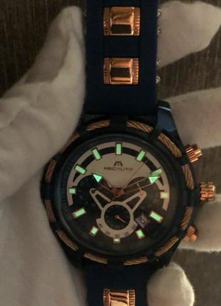 Мужские часы megalith 8042m blue/gold, quartz