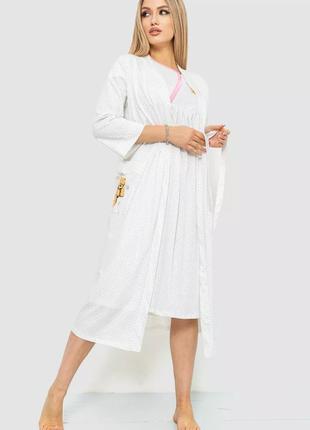 Комплект нічна сорочка + халат, колір молочний, 219rx-71062 фото
