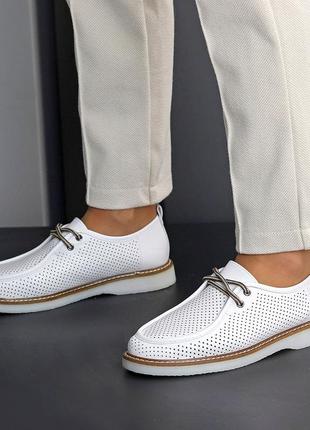 Красивые и очень удобные белые легкие туфли, перфорация насквозь в дырочках на весну, лето,9 фото