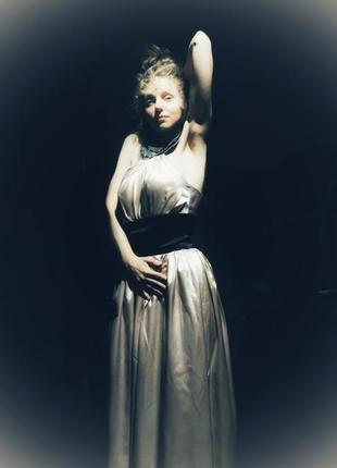 Платье вечернее нюд нюдовое с открытой спиной длинное макси атласное с камнями e dresses
