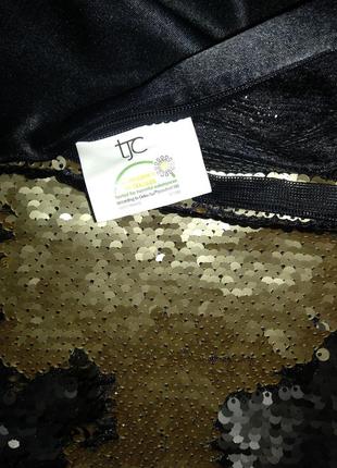 Tjc декоративная наволочка антистресс с пайетками на подушку двухцветная золото с черным6 фото
