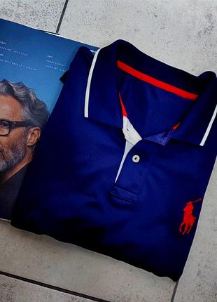 Чоловіче елегантне поло polo ralph lauren у синьому кольорі оригінал розмір xl