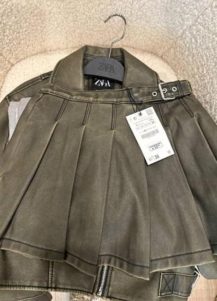 Спідниця теніска zara зі штучної шкіри кльош юбка клёш еко кожа