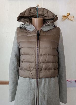 Двойное комбинированное шерстяное пальто р.s3 фото