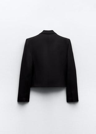 Жакет блейзер пиджак зара zara короткий укороченный с запахом4 фото