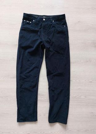 Брендовые мужские велюровые темно синие брюки hugo boss, размер 36 (w36, l34)