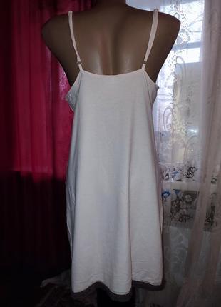 Натуральное домашнее платье, ночная рубашка, на тонких бретелях 40/487 фото