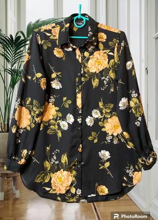 Рубашка блузка в цветы 48-52 (20)