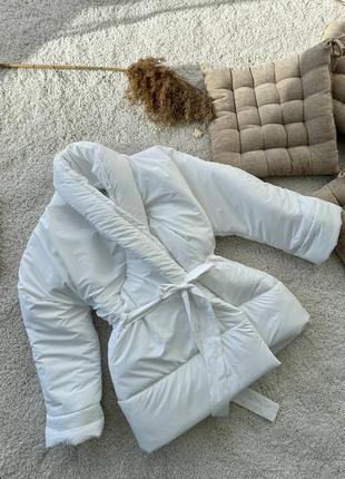 Женская белая куртка кимоно трансформер6 фото