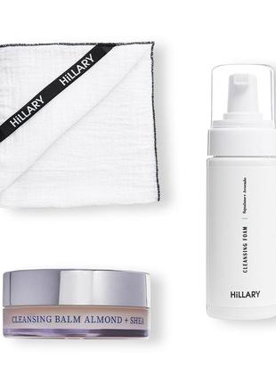 Набір для зняття макіяжу та очищення сухого типу шкіри hillary cleansing balm almond