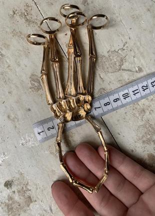 Готический скелет, костный браслет с кольцом, унисекс, в стиле панк, регулируемый металлический браслет на палец с черепом для женщин и мужчин2 фото