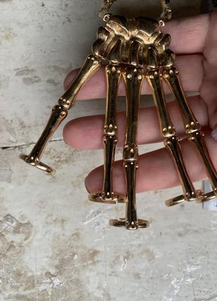 Готичний скелет, кістяний браслет з кільцем, унісекс, в стилі панк, регульований металевий браслет на палець з черепом для жінок та чоловіків3 фото