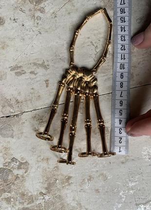 Готичний скелет, кістяний браслет з кільцем, унісекс, в стилі панк, регульований металевий браслет на палець з черепом для жінок та чоловіків6 фото