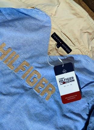 Мужская элегантная модная хлопковая курточка ветровка tommy hilfiger в бежевом цвете размер м5 фото