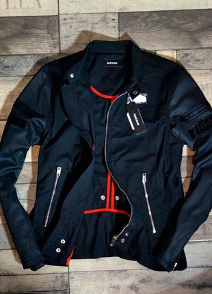 Чоловіча брутальна модна курточка вітровка diesel на застібці в чорному кольоі розмір м1 фото
