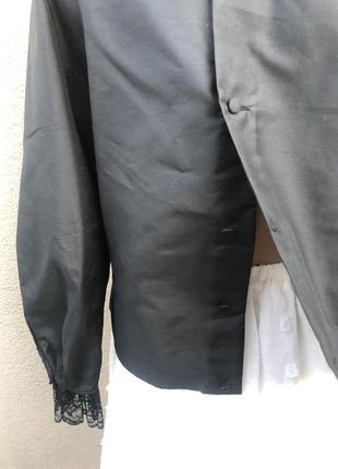 Винтаж,чёрная блуза с жабо,кружево гипюр,эксклюзив,3 фото