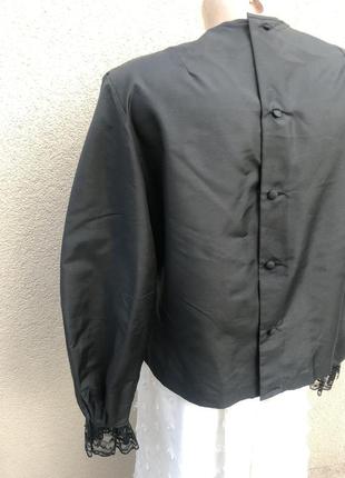 Винтаж,чёрная блуза с жабо,кружево гипюр,эксклюзив,5 фото