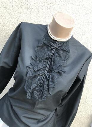 Винтаж,чёрная блуза с жабо,кружево гипюр,эксклюзив,9 фото