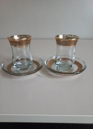 Набір армуд, турецькі склянки/2 склянки для чаю з блюдцями/малими8 фото
