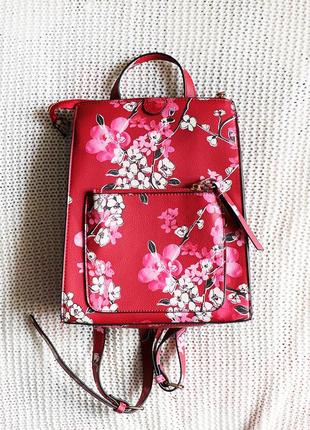 Новий червоний рюкзак сакура, mila printed1 фото
