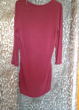 Блуза туника бордовая с анималистичным принтом,  размер l2 фото