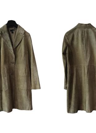 Плащ кожаный h&m удлиненный кожаный пиджак плащ из натуральной замши кожаное пальто3 фото