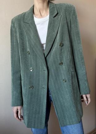 Шикарный винтажный качественный фирменный зеленый пиджак жакет jass4 фото