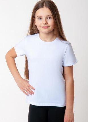 Однотонна стрейчева бавовняна футболка для дівчаток підлітків, підліткова базова футболка6 фото