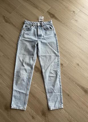 Класичні блакитні mom мом джинс zara