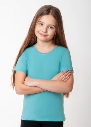 Однотонная стрейчевая хлопковая футболка для девочек подростков, подростковая базовая футболка3 фото