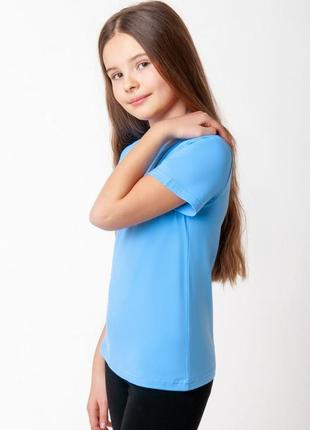 Однотонная стрейчевая хлопковая футболка для девочек подростков, подростковая базовая футболка4 фото