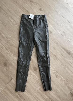 Шкіряні лосіни zara хакі