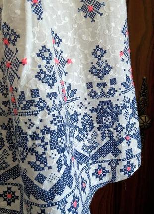 Вышиванка батистовая длинная хлопковая майка топ блузка с орнаментом этано1 фото