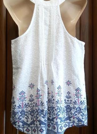 Вышиванка батистовая длинная хлопковая майка топ блузка с орнаментом этано3 фото