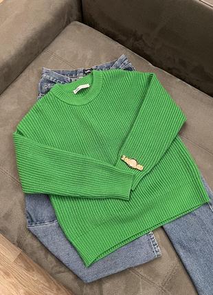 Яскравий жіночий зелений светр від zara4 фото