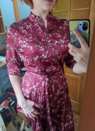 Платье бордовое миди большой размер