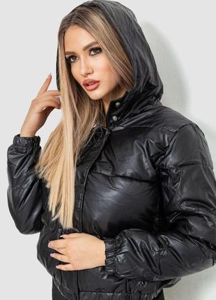 Куртка женская демисезонная экокожа, цвет черный, 214r7295 фото