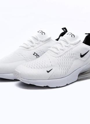 Мужские легкие кроссовки на весну nike air max 270 white белые с черным 40-45 сетка текстиль весна-лето найк эир макс