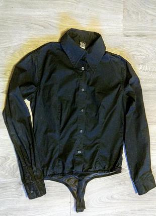 Очень удобная черная рубашка - боди 99% коттон.4 фото