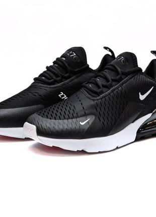 Мужские весенние повседневные кроссовки nike air max 270 black white черные с белым 40-45 весна-лето найк еир макс сетка1 фото