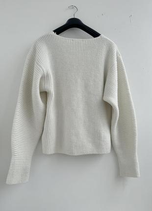 Базовий джемпер пуловер в v-образним вирізом, крупна вʼязка7 фото