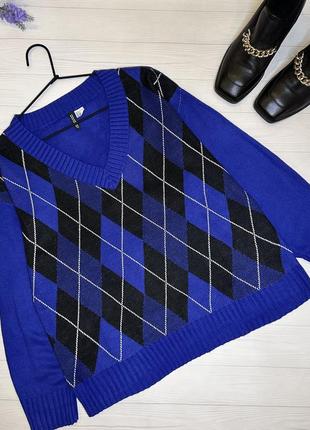 Светрик синій у ромби від premium h&m (divided)5 фото