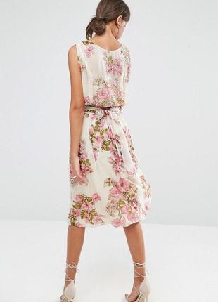 Легкое летнее платье миди с цветочным принтом и пайетками asos2 фото