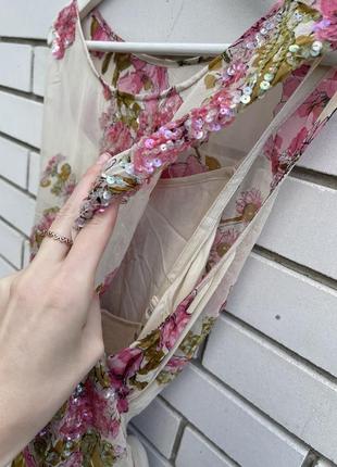 Легкое летнее платье миди с цветочным принтом и пайетками asos6 фото