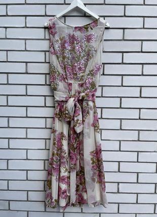 Легкое летнее платье миди с цветочным принтом и пайетками asos7 фото