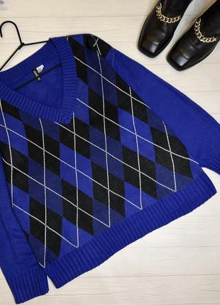 Светрик синій у ромби від premium h&m (divided)7 фото