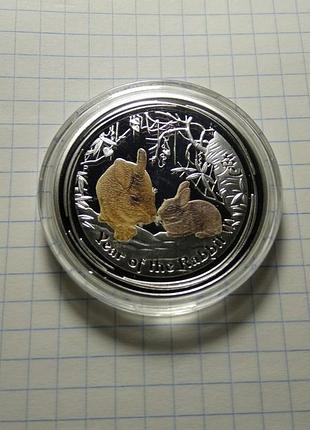 1 долларов. австралия. год кролика.