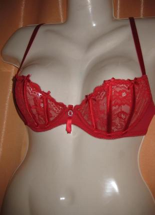 Супер секси красный лифчик бюстгальтер кружевной прозрачный открытый ann summers км19491 фото