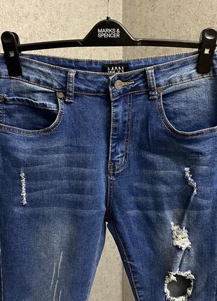 Голубые джинсы от бренда bohoo man2 фото